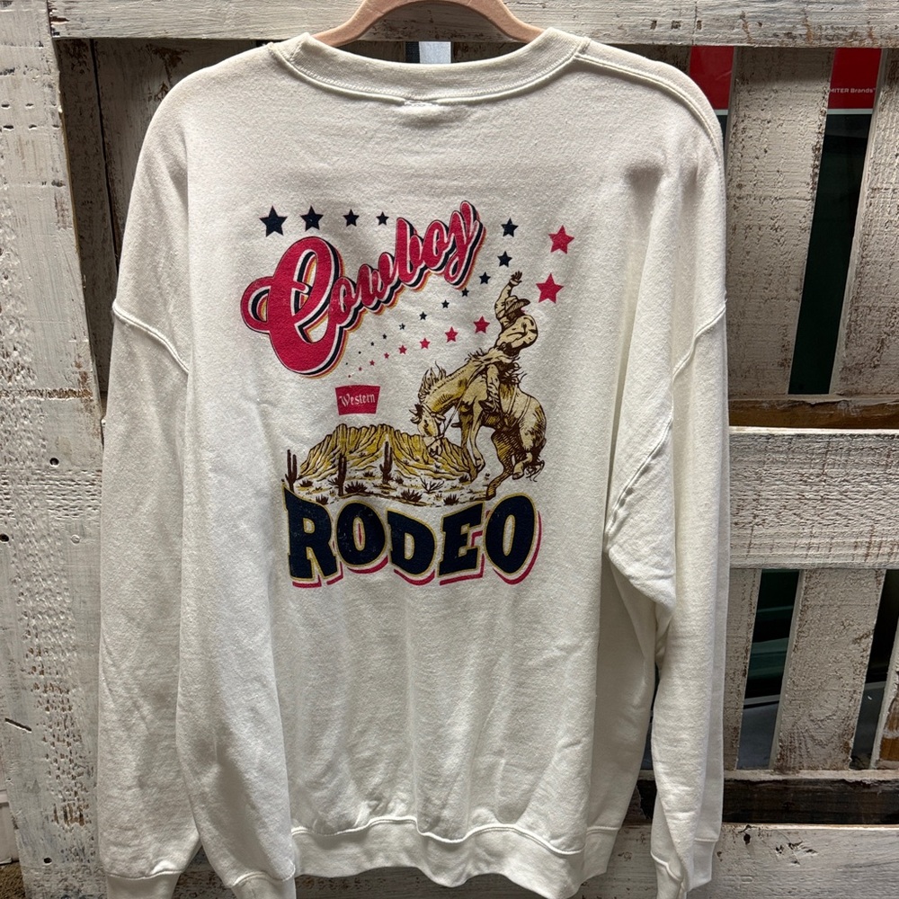 Sweet Claire Cream Cowboy Rodeo Sweater